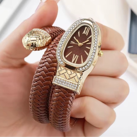 Serpenti Brown Gold Wrap Timepiece Watch main image 5